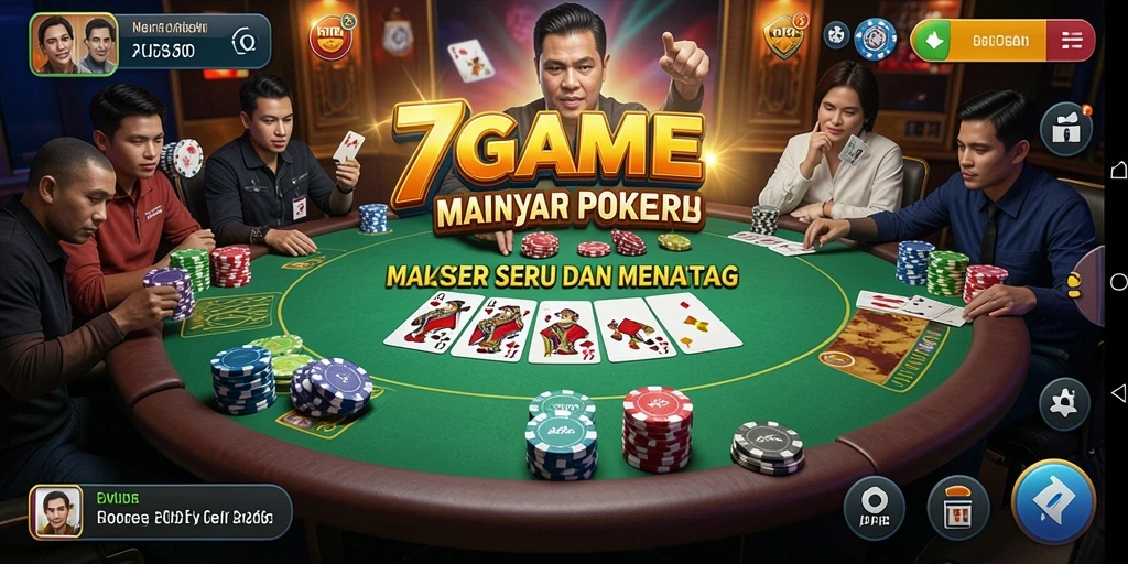 Tampilan seru dari gameplay poker di 7GAME.