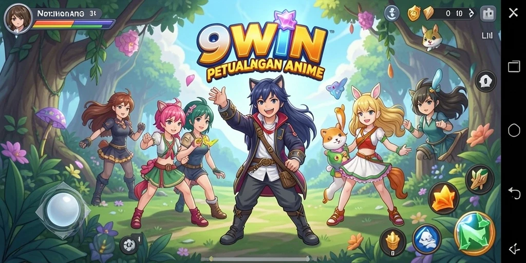 Tampilan gameplay seru di 9WIN dengan karakter Anime.