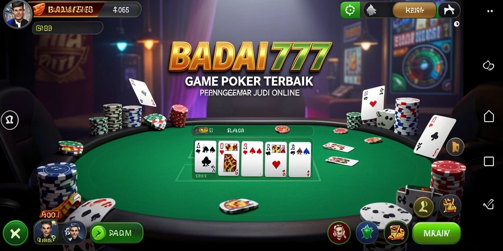 Screenshot gameplay BADAI777 menunjukkan suasana poker yang mendebarkan.