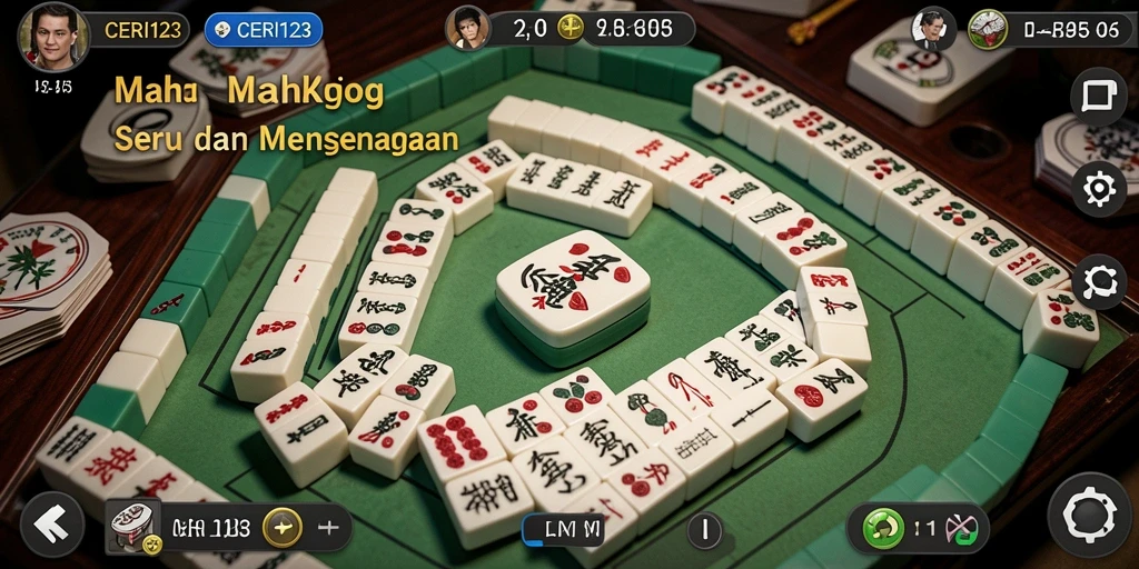 Screenshot permainan CERI123 menampilkan grafis Mahjong yang menarik.