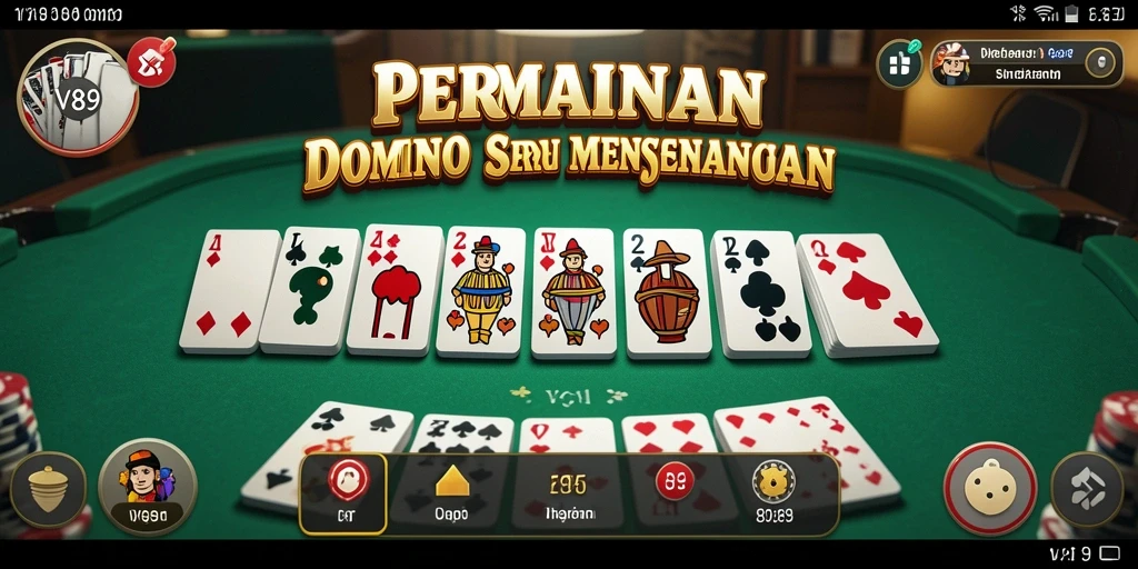 Gameplay menarik V89 menampilkan permainan Domino yang seru dan kompetitif.