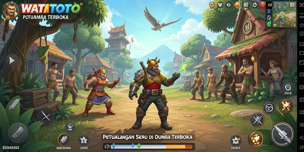 Tampilan gameplay WATITOTO di dunia terbuka yang luas dan menantang.